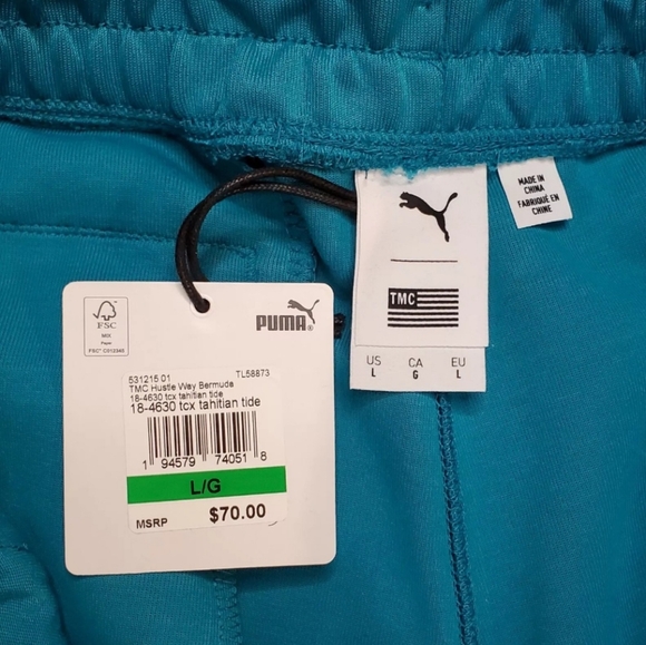 Puma x TMC Mens Size L Hustle Way Bermuda Shorts Nipsey Hussle Teal 531215-01 - Picture 7 of 12